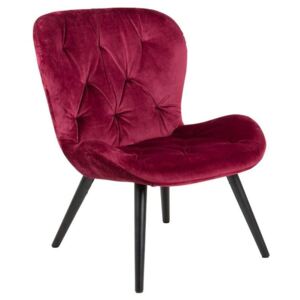 Scaun lounge rosu bordo/negru din poliester si lemn Batilda Bordeaux Actona Company