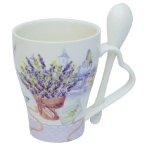Cana ceai cu lingurita, model cu lavanda sau cu Mos Craciun in cutie cadou, 13 cm 1