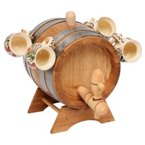 Butoi din lemn pentru băutură cu canițe din ceramică