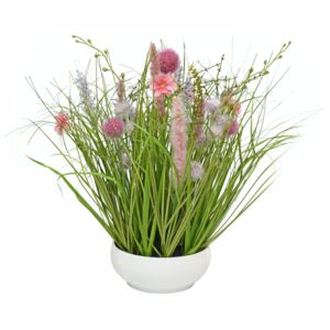 Aranjament flori de câmp artificiale în ghiveci de ceramică, 40 cm