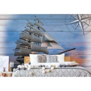GLIX Fototapet - Rustic Sailing Ship Wood Planks Papírová tapeta - 368x280 cm