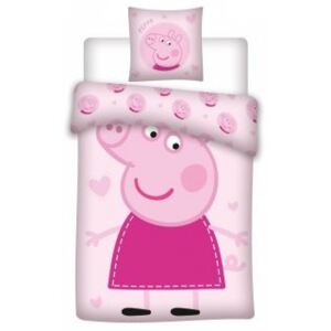 Lenjerii de pat copii, Peppa Pig, 2 piese 100x135 cm, 40x60 cm