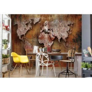 Fototapet - Grunge Rust Texture World Map Vliesová tapeta - 416x254 cm