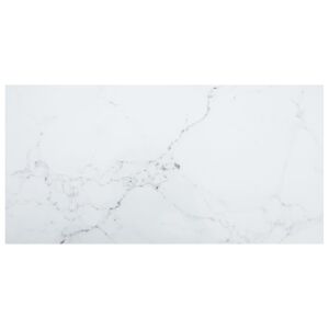 Blat masă alb 100x50 cm 6 mm sticlă securizată design marmură