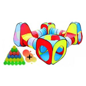 Cort gigantic cu tunele 8in1 + Set de 100 bile multicolore din plastic Aga #multicolor