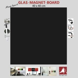 Tabla magnetica din sticla, neagra, 40x40 cm