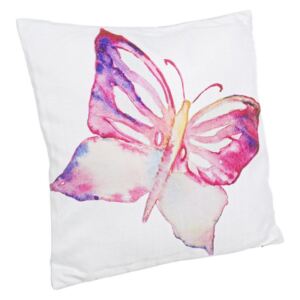 Perna decorativa din textil alb roz Butterfly 40 cm x 40 cm
