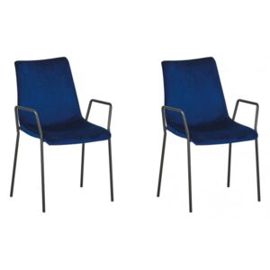 Set de 2 scaune JEFFERSON, metal/catifea, albastre, 57 x 60 x 87 cm