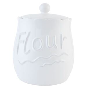 Borcan decorativ cu capac ceramica alba Flour 19 cm x 24 cm 1L
