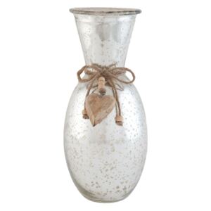 Vaza sticla argintie Cuore 12x28 cm