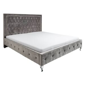 Cadru pat dormitor catifea gri deschis 180x200cm Extravagancia Bed Silver Grey