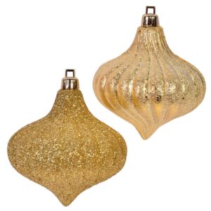 Set 4 ornamente brad Gold Glitter