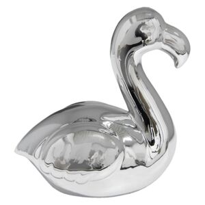 Decoratiune ceramica argintiu Flamingo 12*11 cm