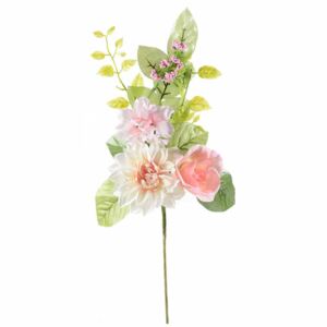 Creanga decorativa artificiala dalia trandafir roz 46 cm