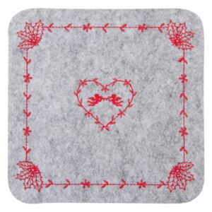 Suport textil farfurii gri rosu 25x25 cm