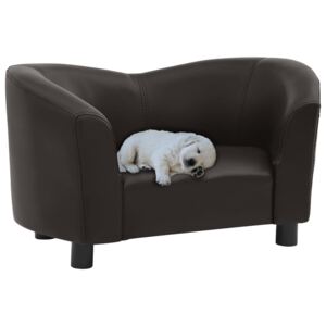 Canapea pentru câini, maro, 67x41x39 cm, piele ecologică