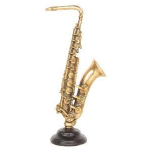 Saxofon decorativ polirasina auriu 16 cm x 10 cm x 38 cm