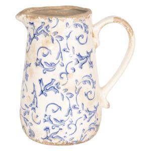 Carafa ceramica alb albastru vintage 17 cm x 12 cm x 18 h / 1 L