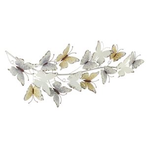 Decoratiune din metal alb vintage pentru perete Mariposa 30 cm x 6 cm x 81h