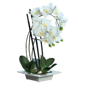 Orhidee artificială Phalaenopsis Fresh cu aspect 100% natural, 46 cm