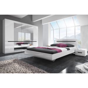 Set dormitor NVH7 160 x 200 cm, Culoare: Alb + alb lucios