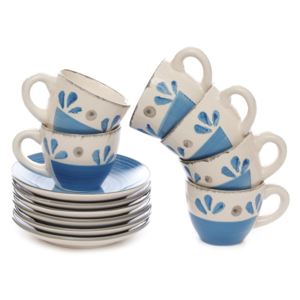 Set 6 cești de cafea cu farfurioară din ceramică Kasanova Lucky Light
