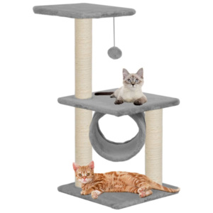 Ansamblu pentru pisici cu stâlpi din funie de sisal, gri, 65 cm