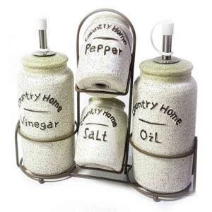 Set Oliviera 4 piese ceramica cu suport metalic, Country Home
