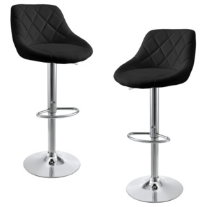 2 x scaune bar design capitonate Model 2 - fara cotiere, rotative, inaltime reglabila, imitatie piele - negru