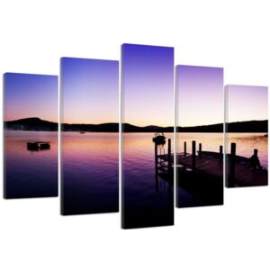 CARO Tablou pe pânză - Marina And Lake On A Summer Morning 100x70 cm