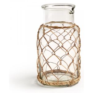 Vaza transparenta din sticla si ratan 24 cm Decade La Forma