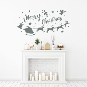 Merry Christmas Santa I. - autocolant de perete Gri 100 x 50 cm