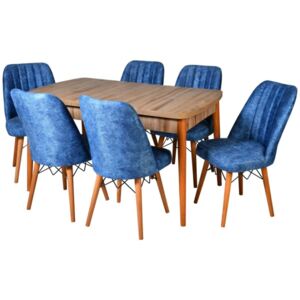 Set masa extensibila cu 6 scaune tapitate Homs cargold 250-30047l alb-bej 170 x 80 cm