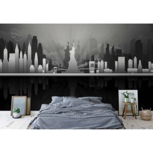 Fototapet - New York City Skyline Black And White Vliesová tapeta - 254x184 cm