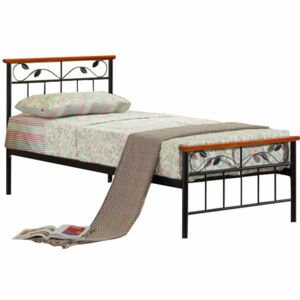 Cadru pat cu somieră lamelară, lemn cireş/metal, 90x200, MORENA