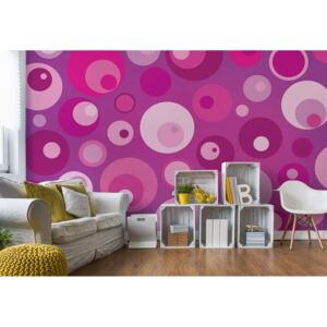 Fototapet - Modern Pink Cirlces Pattern Vliesová tapeta - 254x184 cm