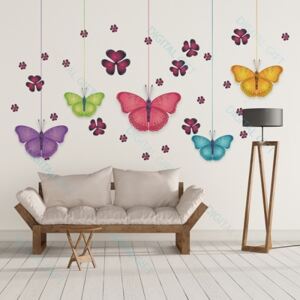 Sticker pentru perete - Fluturi si flori