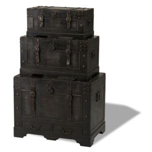 Set 3 cutii din lemn decorative Furnhouse Trunks Straight