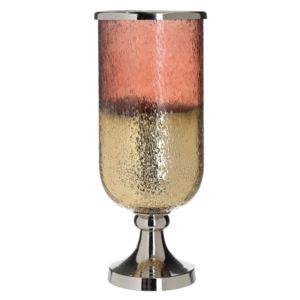Vază din sticlă InArt Crackles, înălțime 43 cm, roz - auriu