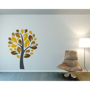 Tree III. - autocolant de perete Gri și galben 50 x 70 cm
