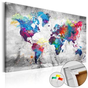 Tablou din plută - World Map: Grey Style 90x60 cm