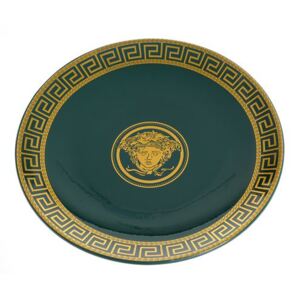 Platou decorativ din ceramica cu insertii aurii 34 cm