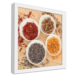 CARO Imagine în cadru - Spices In White Bowls 30x30 cm Alb
