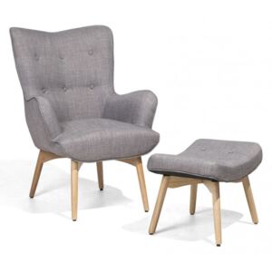 Fotoliu cu scaun pentru picioare Vejle, gri, 81 x 78 x 100 cm