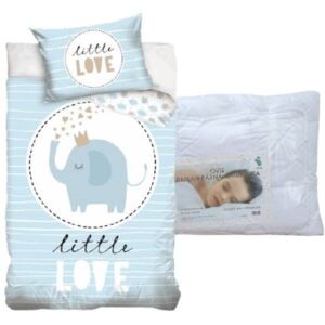 Set lenjerie de pat Elefant (albastru, little love) pentru copii de grădiniță