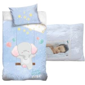 Set lenjerie de pat Elefant (albastru, little one) pentru copii