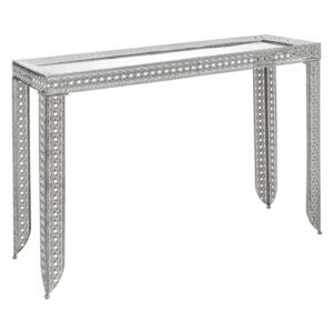 Consola argintie din sticla si fier 120 cm Lakapa Ixia