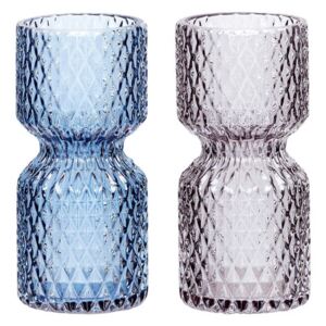 Set 2 vaze din sticla albastru si gri 7x15 cm Hubsch