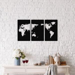 Set 3 decorațiuni metalice de perete World Map, 29 x 49 cm, negru