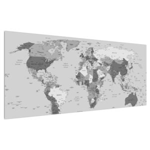 Tablou albnegru cu harta lumii (Modern tablou, K012202K12050)